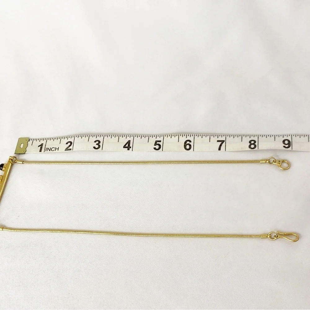 Madewell Gold-tone Brass With Black Cabochons Bar Necklace Hook Clasp 19” - Picture 9 of 10